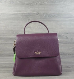 Kate Spade Satchel Large Leather Lombard Street Maryana Flap Handbag (Purple) - Picture 1 of 10