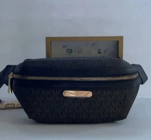 ๐ผ๐ฆ Michael Kors ๐ผ๐ฆ MK Logo Canvas Signature Brown Belt Waist Bag ๐ผ D31 - Picture 1 of 11