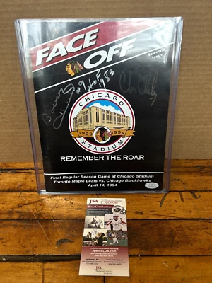1994 Chicago Blackhawks Signed Program Bobby Hull Chris Chelios with JSA COA - Image 1 of 4