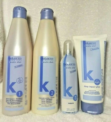 Salerm Keratin Shot Shampoo +Straightening Cream +Deep Impact Plus Mask +Serum - Image 1 of 2