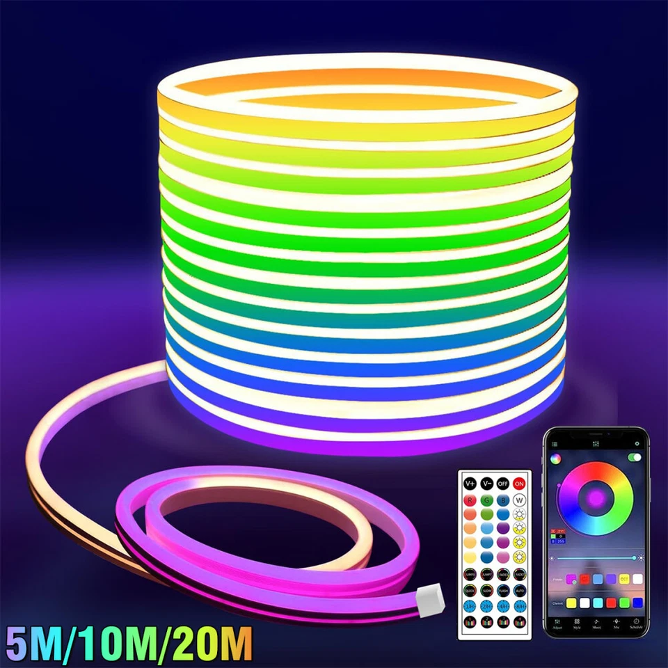 ⭐5/10/20M Neon LED Strip Streifen RGB Flex Schlauch diffus Lichtband Dimmbar-APP - Bild 1 von 4