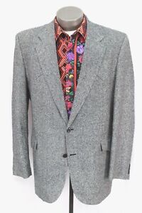 mens gray blue CIRCLE S western blazer 100% SILK jacket sport suit coat 44 L