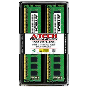 16GB 2x8GB PC3-10600E ECC Unbuffered UDIMM DDR3 1333MHz 240pin Server Memory RAM - Picture 1 of 2