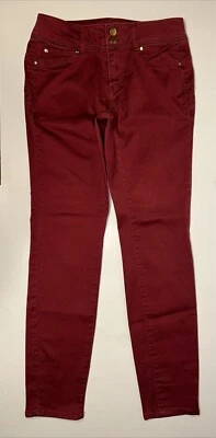 * Calça IMAN feminina tamanho 8 vermelha marrom skinny jeans casual cintura média calça social - Imagem 1 de 4