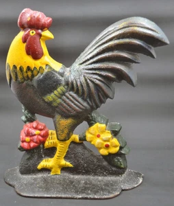 Cast Iron Colorful Chicken Doorstop - Picture 1 of 2