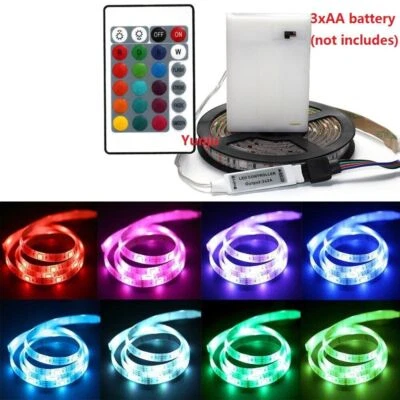 5V RGB LED Strip Light 5050 Battery Box Powered Remote Control Waterproof LED - Image 1 of 4