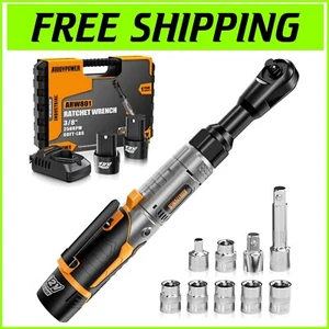 60FT-LBS Cordless Ratchet Wrench Set - 12V with 6 Sockets, LED Light & Batteries - Picture 1 of 10