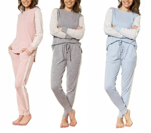 ¡TNM! Flora Nikrooz Conjunto de salón de manga larga de 2 piezas para mujer, encaje y parte superior de manga larga - Imagen 1 de 28