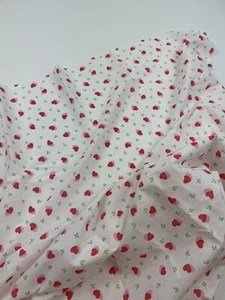 Light Cotton White Fabric Double Hearts Leaves Cottage Cute 50”54” 1 Ish Yard - Picture 1 of 4