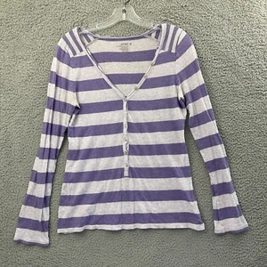 Y2k Old Navy Women's M Henley Long Sleeve Top Striped Bella Swan Retro Grunge - Bild 1 von 8