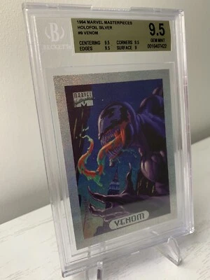 🔥 1994 Marvel Masterpieces Holofoil Silver #9 Venom Graded BGS 9.5 🟨 Pop 6 - Image 1 of 2
