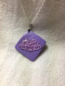 Resin & Polymer 21" Pendant Purple Square Abstract Overlay Handmade KEllis - Picture 1 of 3