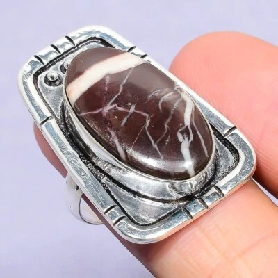 Cappuccino Jasper Jewelry Sterling Silver Mum Gift Natural Cluster Ring Size 9 - Image 1 of 4