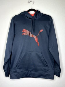 Puma Mens Logo Size Medium Hoodie Sweatshirt Blue & Orange - Picture 1 of 9