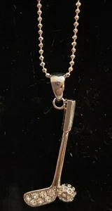 Golf Club & Ball Pendant Necklace Rhinestone Fashion Jewelry Vintage Y2K - Picture 1 of 1
