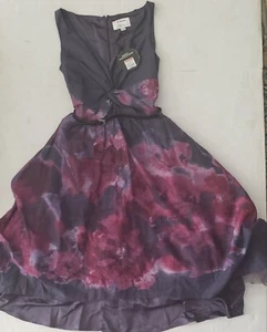 Neiman Marcus Lela Rose Dress Womens Size 4 Watercolor Sleeveless Purple New - Picture 1 of 2