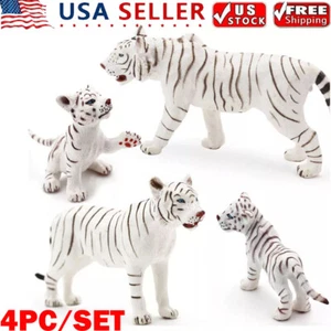 White Tiger Family Set Wildlife Animal Models Resin Figure Xmas Gift For Kid HOT - Picture 1 of 13