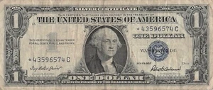 1957 silver certificate C star note Philadelphia district *43596574C $1 bill - Picture 1 of 2
