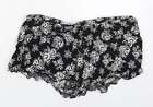 Atmosphere Womens Black Floral Viscose Mom Shorts Size 12 Regular Drawstring