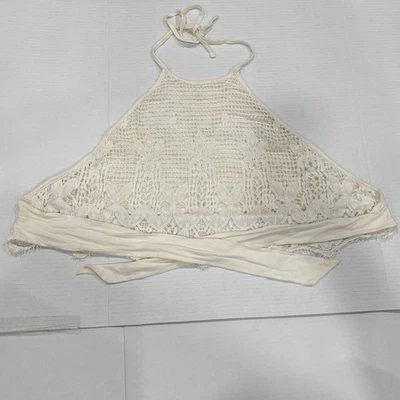 Женский топ с бретелью через шею Express вязаный крючком с открытой спиной размер Small - Изображение 1 из 4