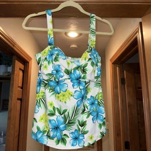 Jantzen Floral Tankini Swim Top Size 12 Nylon/Spandex Adjustable Straps - Picture 1 of 8