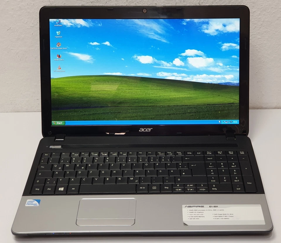 Acer Aspire E1-531 15,6" Windows XP Gamer Notebook Pentium B960 500GB 4GB DVD - Bild 1 von 4