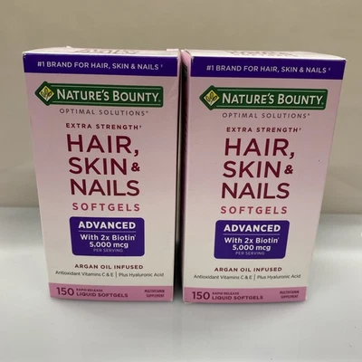 2 PACK Nature's Bounty  - Hair Skin Nails Extra Strength Biotin/Exp. Read - Image 1 of 4