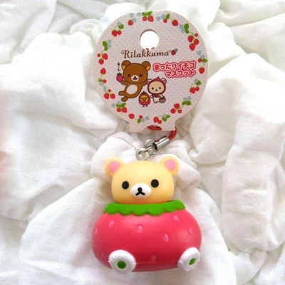Korilakkuma Mascotte Morbida Fragola Fragola Auto Rilakkuma Squishy - Immagine 1 di 4
