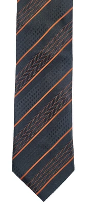Corbata a Rayas Vesuvio Napoli Italia 100% Poliéster Negro Naranja 60" Largo  Foto 1 de 4