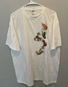 Vintage Anvil Human I Tees Frogs Graphic T Shirt White Size XL 100% Cotton - Picture 1 of 6