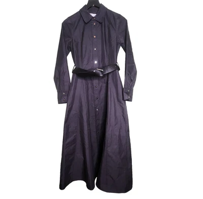 Vestido Camisa Zara Midi Negro Manga Larga Cinturón Clásico Oficina Preppy Pequeño Foto 1 de 4