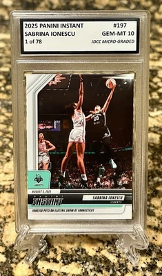SABRINA IONESCU “1 of 78” GRADED GEM-MT 10 2025 PANINI INSTANT #197. COA - Image 1 of 4