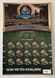 Football Hall of Fame SV Instant Lottery Ticket, football images, no cash value - Picture 1 of 1