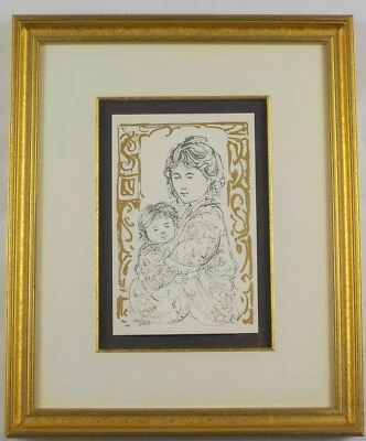 Serigrafía Original Shanxi Madre y Bebé por Edna Hibel Listado Certificado de Autenticidad Foto 1 de 4