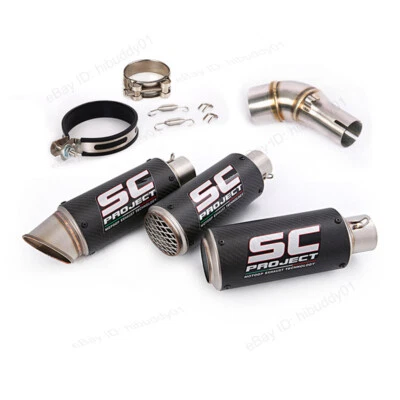 For Yamaha YZF R3 R25 MT-03 Exhaust Tips Mid Link Pipe Carbon Fiber Muffler 51mm Foto 1 de 4