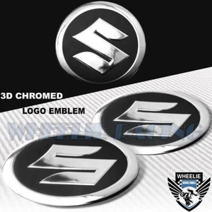 2.125" EMBLEM DECAL LOGO FAIRING/FENDER BADGE STICKER SUZUKI GLOSSY BLACK+CHROME - Bild 1 von 1