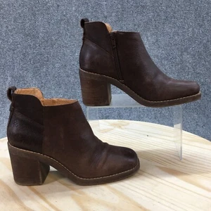 Crown Vintage Boots Womens 6 M Hashel Side Zip Ankle Bootie Brown Leather Heels - Picture 1 of 17