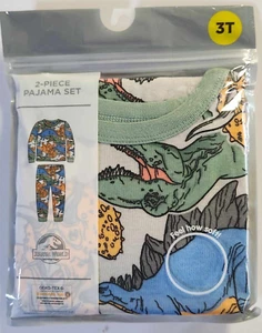 2 Piece Boys Toddler 3T Dinosaur Graphic Print Pattern Pajama Set Jurassic World - Picture 1 of 2