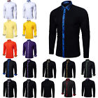 Mens Silk Shirts Red Blue Gold Purple Paisley Long Sleeve Button Down Formal Top
