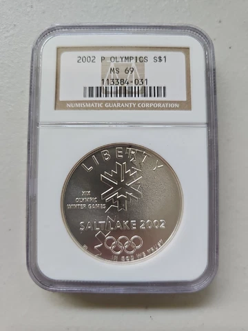2002 P $1 NGC MS69 Olympic Winter Games Dollar 90% Silver $1 Coin Cover