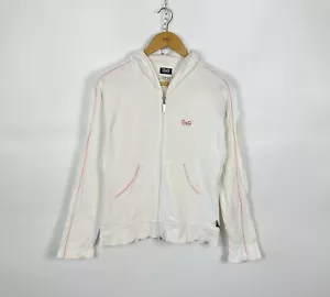 Sudadera con capucha de algodón con cremallera completa Dolce & Gabbana de lujo vintage para mujer talla mediana blanca - Imagen 1 de 11