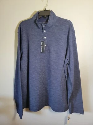 Van Heusen Men's Size XL Sweatshirt Blue Black 1/4 Button Pullover New - Image 1 of 4