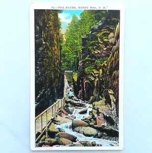 The Flume White Mountains Postcard Vintage White Border New Hampshire Travel - Picture 1 of 2