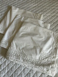 Pottery Barn Euro Pillow Sham Embroidered Cotton White Set Of 3 25” *READ* - Picture 1 of 10