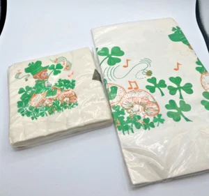 Vintage Retro Tuttle Press Napkin and Tablecloth Leprechaun Mushroom design! - Picture 1 of 6