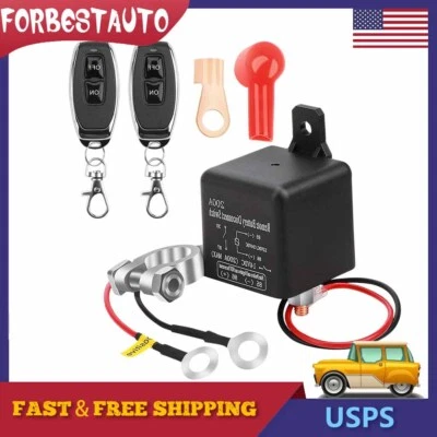 Wireless Dual Remote Car Battery Disconnect Relay Master Kill Cut-off Switch 12V - Image 1 of 4