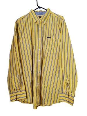 Camisa de vestir Chaps de fácil cuidado para hombre XL amarilla a rayas cuello con botones logotipo de bolsillo Foto 1 de 4
