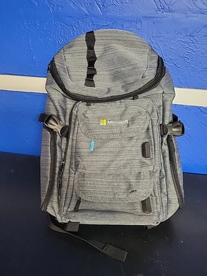 Microsoft Employee Laptop Backpack Strap Lunch Pockets Zip Black Gray - Image 1 of 4