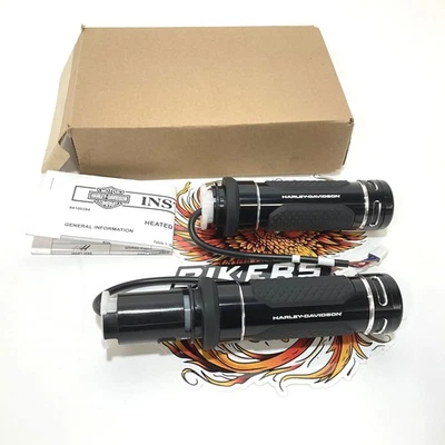 NEW Genuine Harley 2023.5up Adversary Heated Hand Grips Black / Silver 56100619 - Image 1 of 4