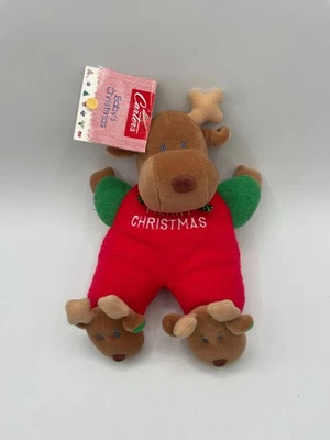 New Carters Prestige Babys First Merry Christmas Reindeer Plush Rattle 10" Red - Image 1 of 4